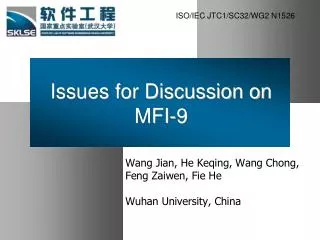 Issues for Discussion on MFI-9