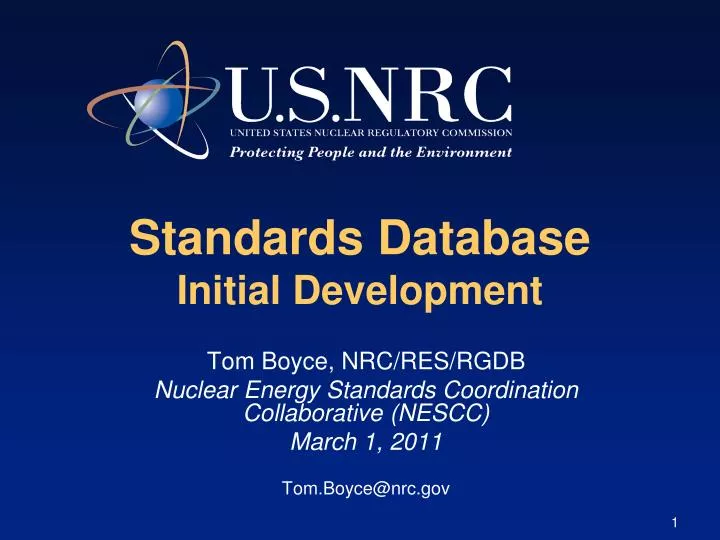 standards database initial development