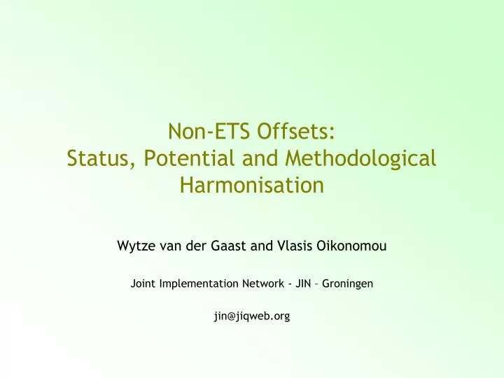 non ets offsets status potential and methodological harmonisation