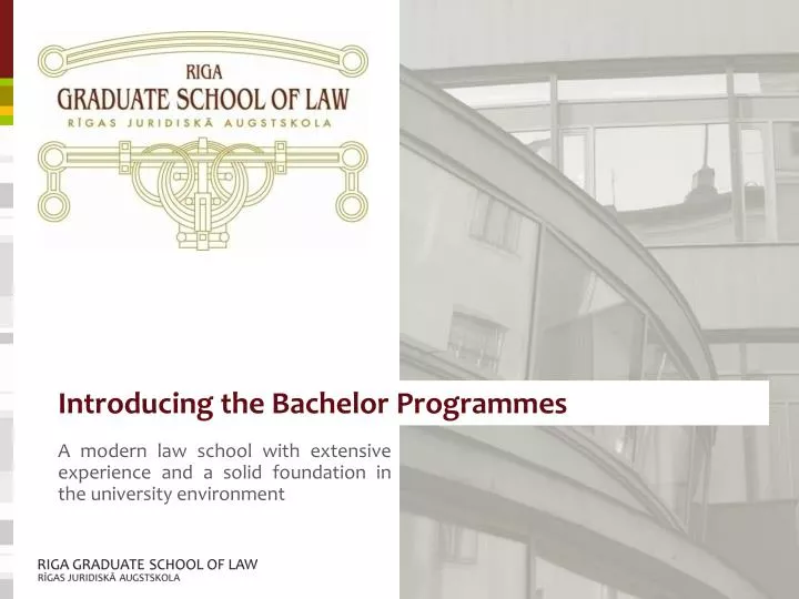 introducing the bachelor programmes