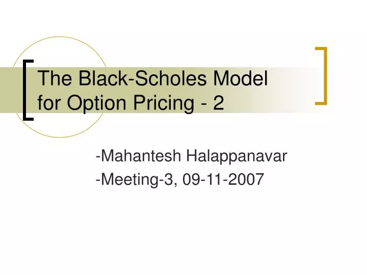 the black scholes model for option pricing 2