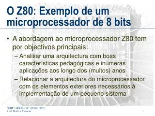 o z80 exemplo de um microprocessador de 8 bits