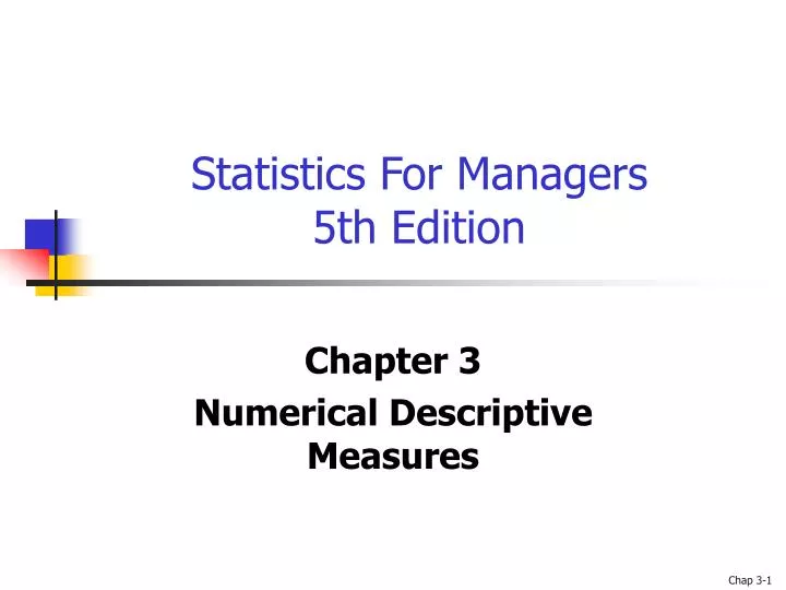 statistics for managers 5th edition