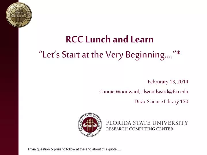 rcc lunch and learn let s start at the very beginning