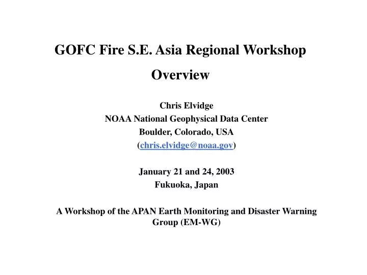 gofc fire s e asia regional workshop overview