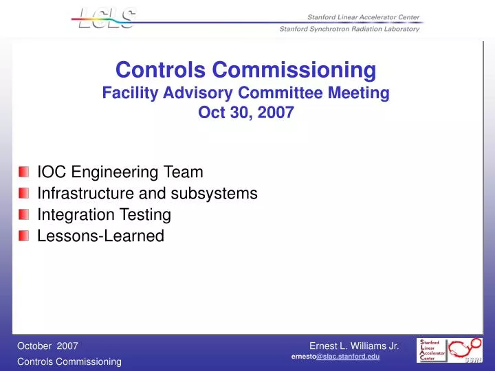 controls commissioning facility advisory committee meeting oct 30 2007