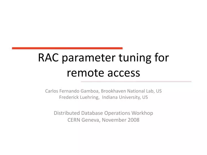 rac parameter tuning for remote access