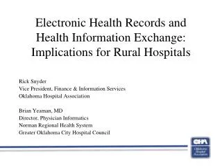 Electronic Health Records and Health Information Exchange: Implications for Rural Hospitals