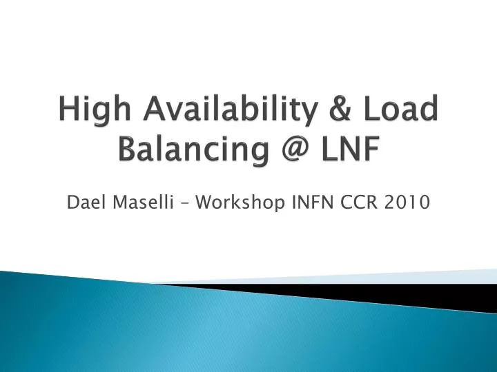 high availability load balancing @ lnf
