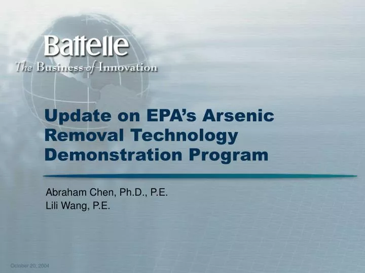 update on epa s arsenic removal technology demonstration program