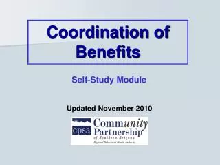 Coordination of Benefits
