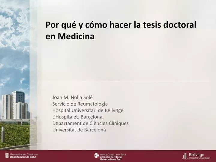 por qu y c mo hacer la tesis doctoral en medicina