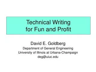 Technical Writing for Fun and Profit