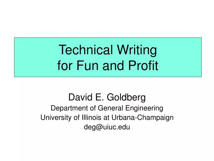 technical writing for fun and profit