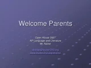 Welcome Parents