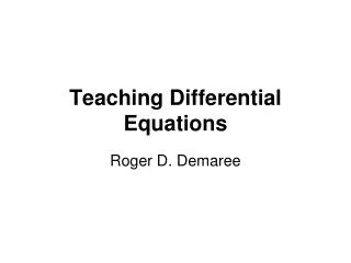 Teaching Differential Equations