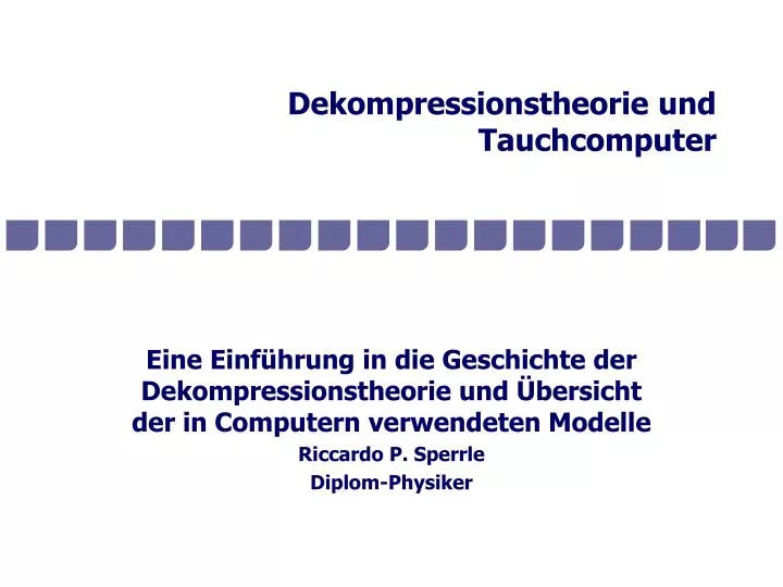 dekompressionstheorie und tauchcomputer