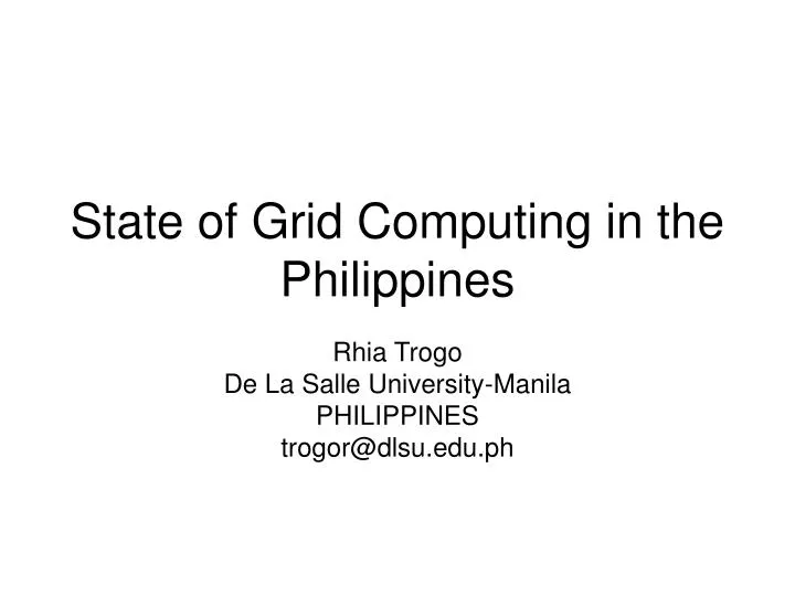 state of grid computing in the philippines