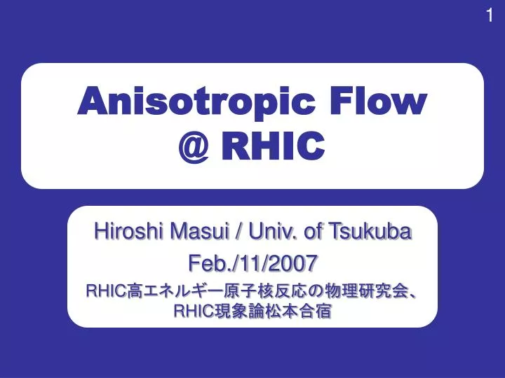 anisotropic flow @ rhic