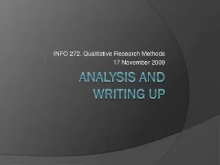 Analysis and Writing UP