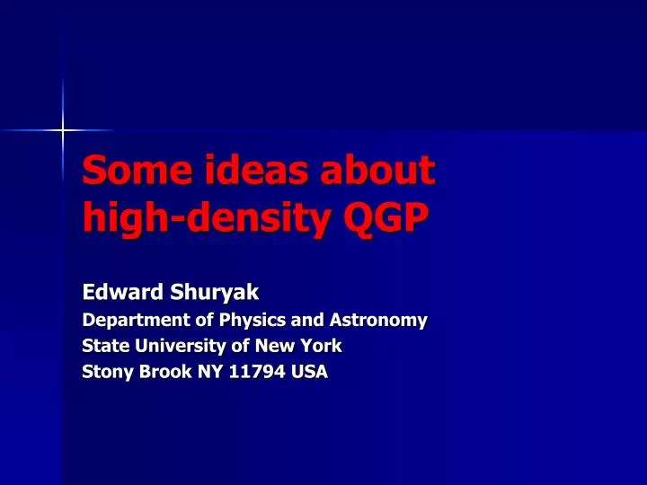 some ideas about high density qgp