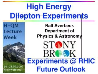 High Energy Dilepton Experiments