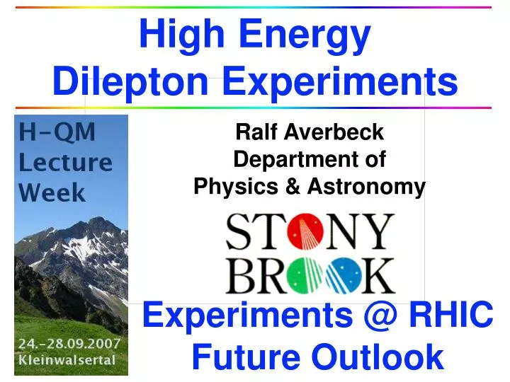 high energy dilepton experiments