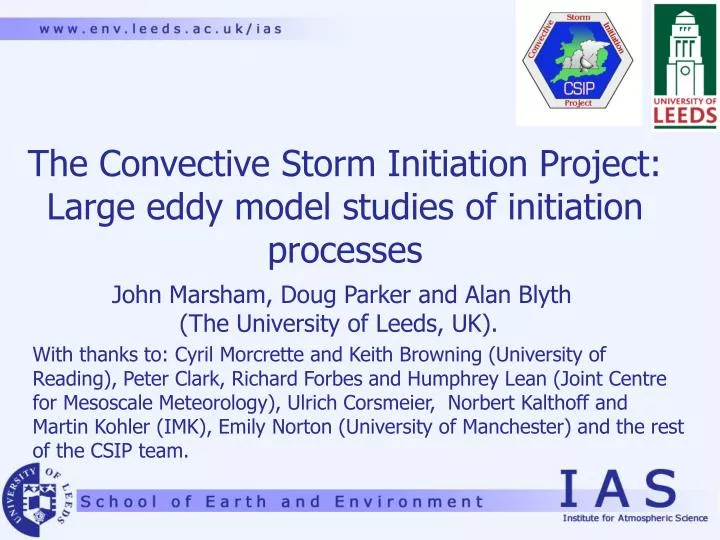 the convective storm initiation project large eddy model studies of initiation processes