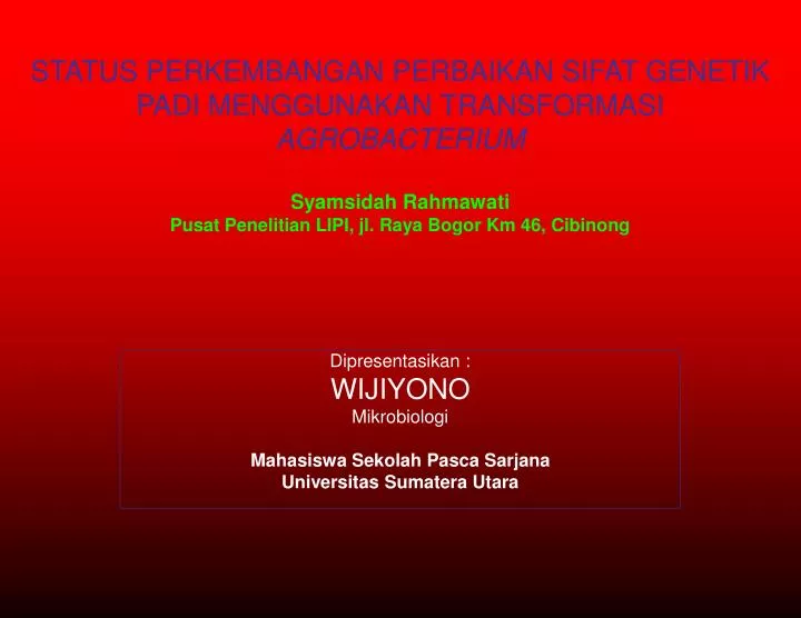 dipresentasikan wijiyono mikrobiologi mahasiswa sekolah pasca sarjana universitas sumatera utara