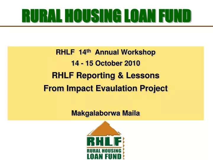 rural housing loan fund