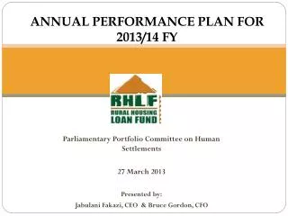 ANNUAL PERFORMANCE PLAN FOR 2013/14 FY