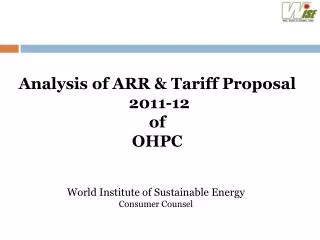 Analysis of ARR &amp; Tariff Proposal 2011-12 of OHPC