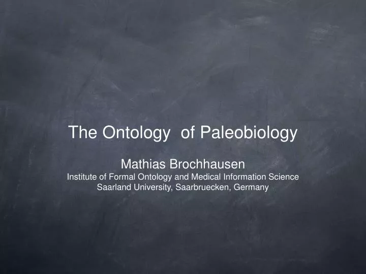 the ontology of paleobiology