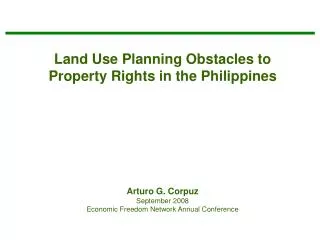 Land Use Planning Obstacles to Property Rights in the Philippines
