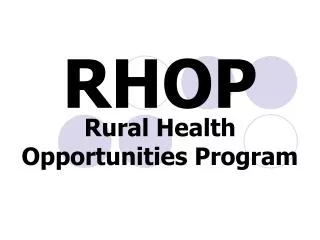 Rural Health Opportunities Program