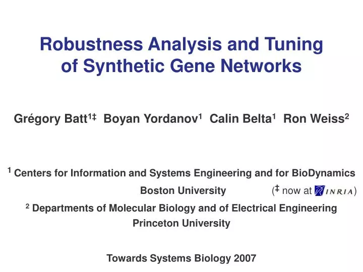 robustness analysis and tuning of synthetic gene networks