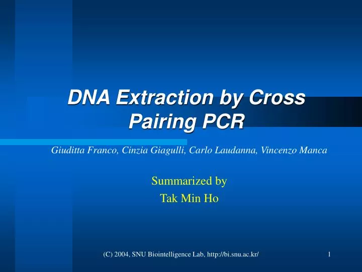 dna extraction by cross pairing pcr