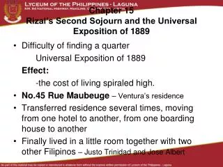 Chapter 15 Rizal’s Second Sojourn and the Universal Exposition of 1889
