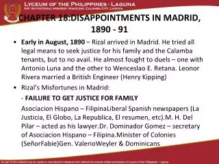CHAPTER 18:DISAPPOINTMENTS IN MADRID, 1890 - 91