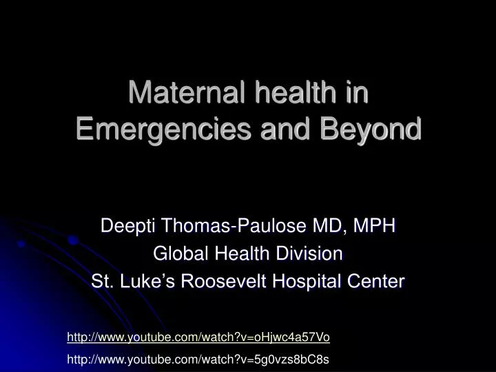 maternal health in emergencies and beyond