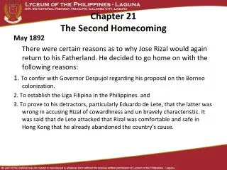 Chapter 21 The Second Homecoming
