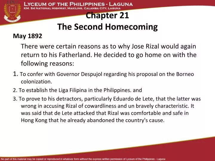 chapter 21 the second homecoming
