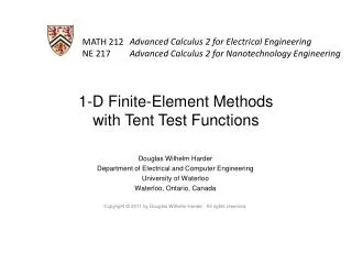 1-D Finite-Element Methods with Tent Test Functions