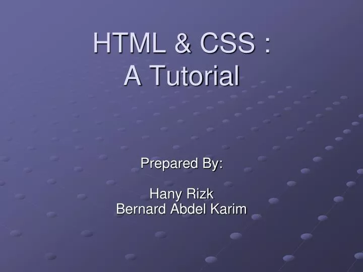 html css a tutorial