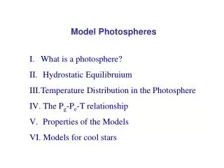 Model Photospheres