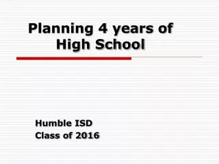 planning 4 years of high school