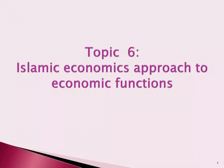 topic 6 islamic economics approach to economic functions
