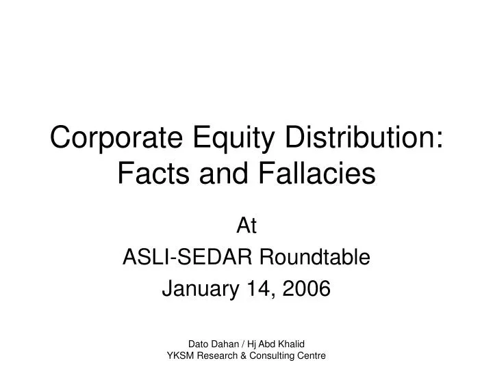 corporate equity distribution facts and fallacies