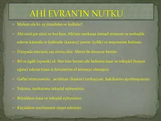 ah evran in nutku