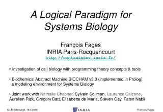 Investigation of cell biology with programming theory concepts &amp; tools